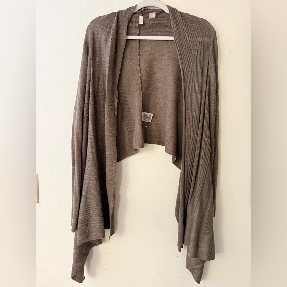 Anthropologie Moth Taupe Open Front Waterfall Cardigan Lightweight Flowy, size M